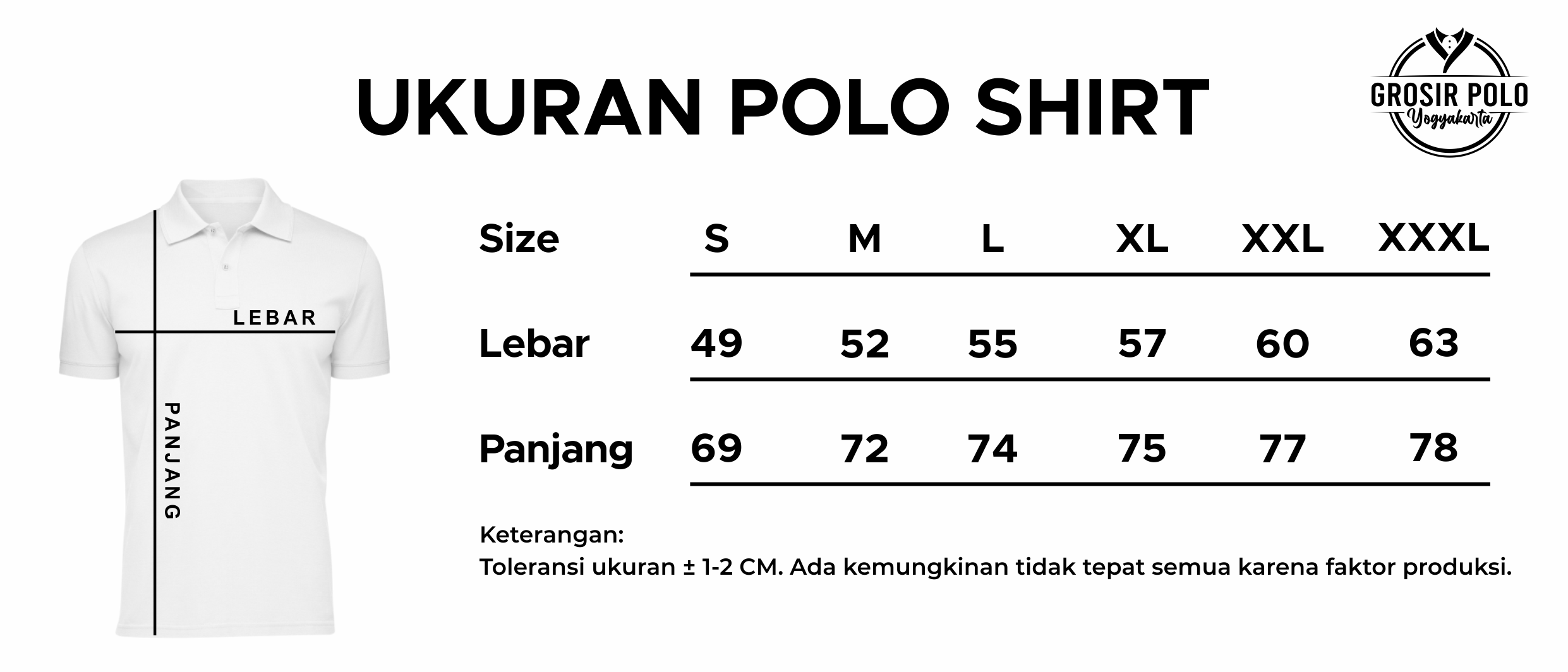 Size Chart Kaos Polo Jogja