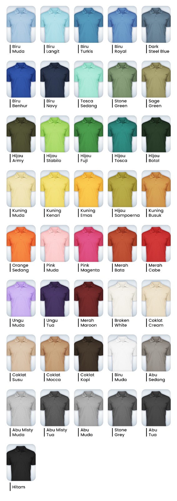 Grosir Jual Kaos Polo Jogja - Katalog Warna Kaos Polo